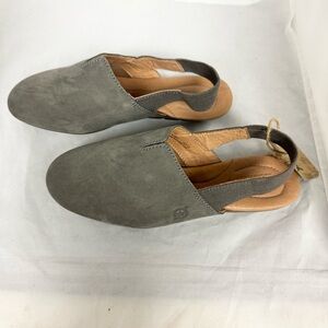 BORN Sebra Sling Bowe Womens Sandals 6 Nubuck Leather Mules Loafers Gray NEW